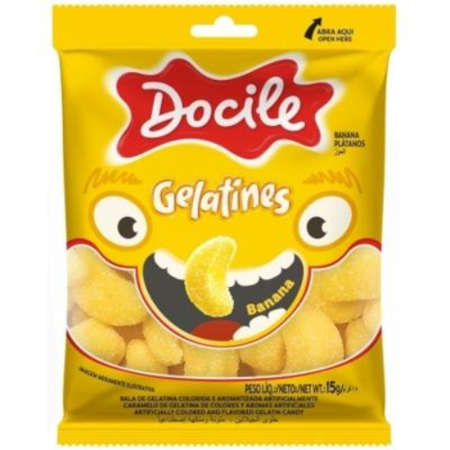 Bala Gelatina Docile Banana - Emabalagem com 15G
