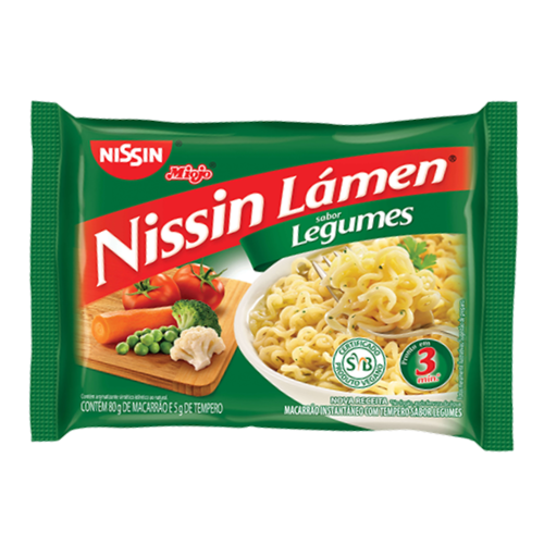 Macarrão Instantâneo Nissin Sabor Legumes - Embalagem com 85G