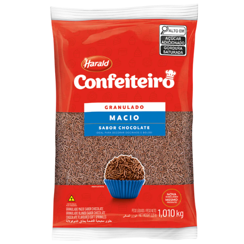 Granulado Macio Confeiteiro Sabor Chocolate - Embalagem com 1,01KG