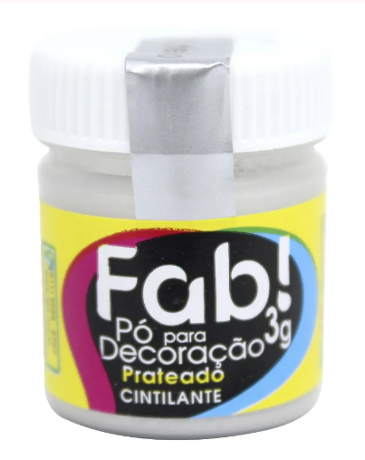 Pó Para Decoração Fab Prateado - Embalagem com 3G