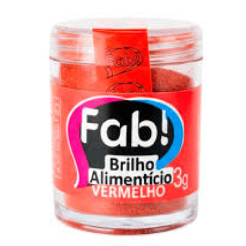 Brilho Alimentício Fab! Vermelho - Embalagem com 3G