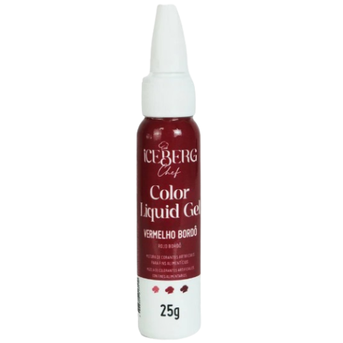 Corante Liquid Gel Iceberg Vermelho Bordô - Embalagem com 25G