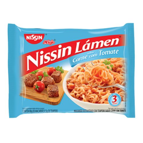 Macarrão Instantâneo Nissin Sabor Carne com Tomate - Embalagem com 85G