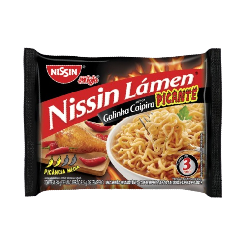 Macarrão Instantâneo Nissin Sabor Galinha Caipira Picante - Embalagem com 85G