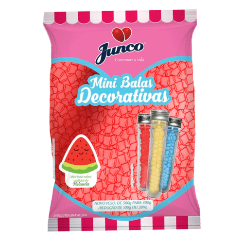 Mini Bala Junco Sabor Melancia - Embalagem com 400G