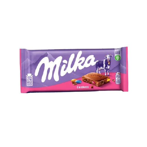 Chocolate Milka Recheado Confetti - Embalagem com 90G