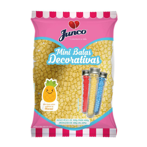 Mini Bala Junco Sabor Abacaxi - Embalagem com 400G