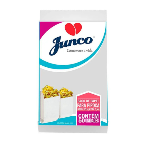 Saco Papel Junco Para Pipoca - Embalagem com 50UN