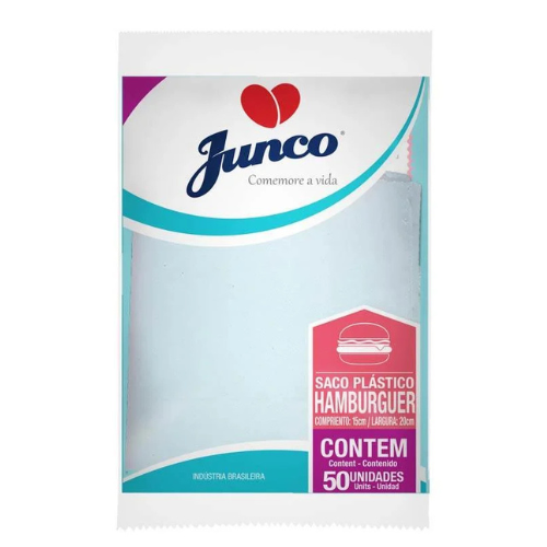 Saco Plástico Junco Para Hambúrguer - Embalagem com 50UN