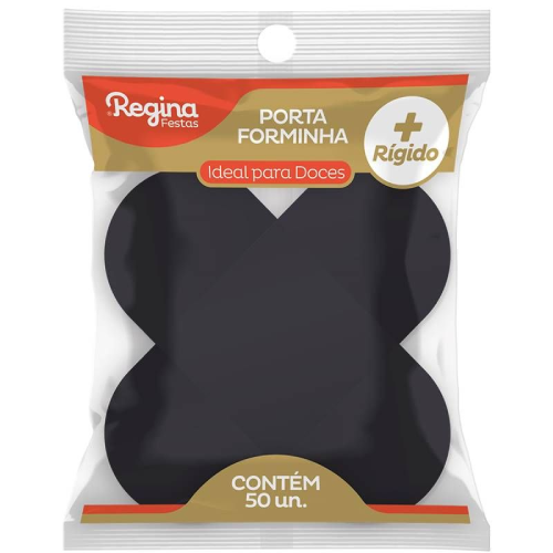 Forminha 4 Pétalas Regina Preta - Embalagem com 50 UN