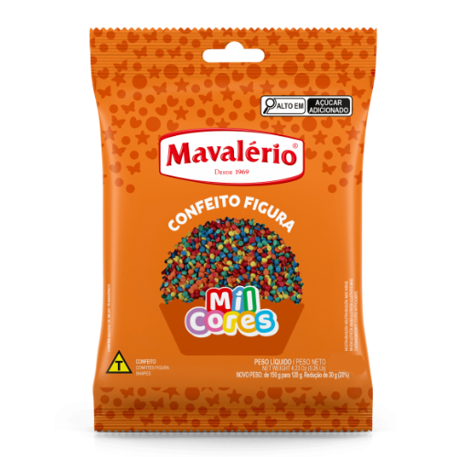 Confeito Mil Cores Figuras Mini Confete - Embalagem com 50G
