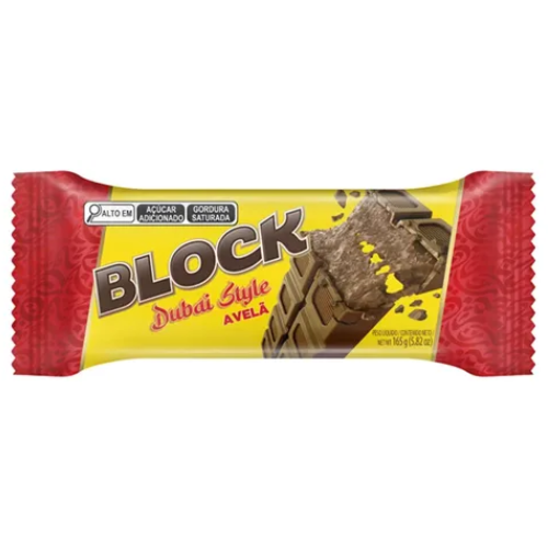 Chocolate Arcor Block Dubai Style Avelã - Embalagem com 165G