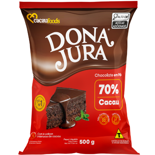 Chocolate em Pó Dona Jura Solúvel 70% Cacau - Embalagem com 500G