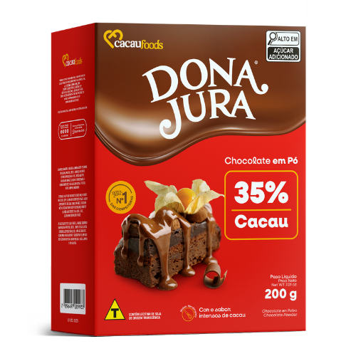 Chocolate em Pó Dona Jura Solúvel 35% Cacau - Embalagem com 200G
