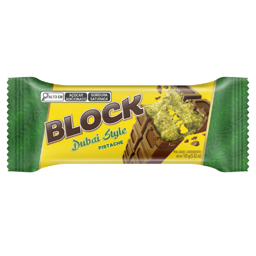 Chocolate Arcor Block Dubai Style Pistache - Embalagem com 165G