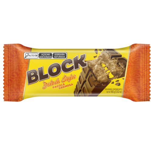 Chocolate Arcor Block Dubai Style Paçoca Cremosa - Embalagem com 165G