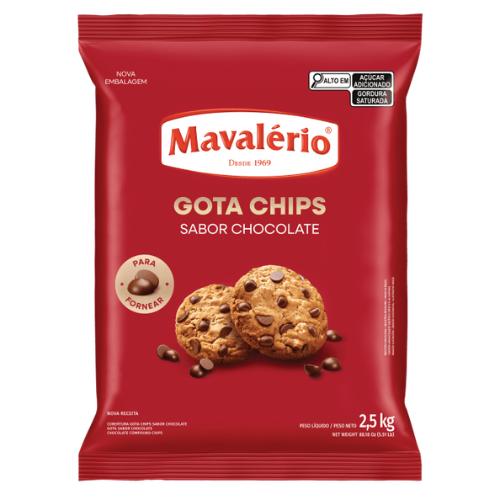 Gota Chips Forneável Mavalério Sabor Chocolate - Embalagem com 1,01KG