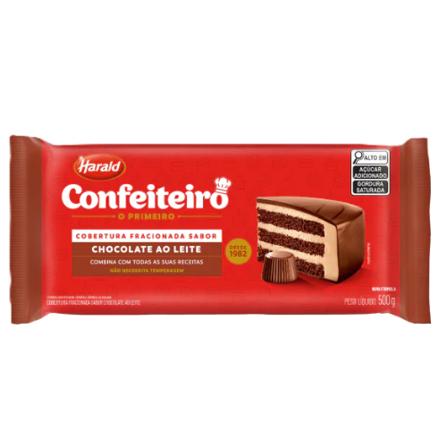 Cobertura Barra Confeiteiro Harald Sabor Chocolate Ao Leite - Embalagem com 500G