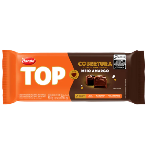 Cobertura Barra Top Harald Sabor Chocolate Meio Amargo - Embalagem com 500G
