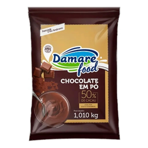 Chocolate em Pó Damare 50% Cacau - Embalagem com 1,010KG