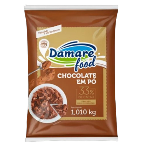 Chocolate em Pó Damare 33% Cacau - Embalagem com 1,010KG