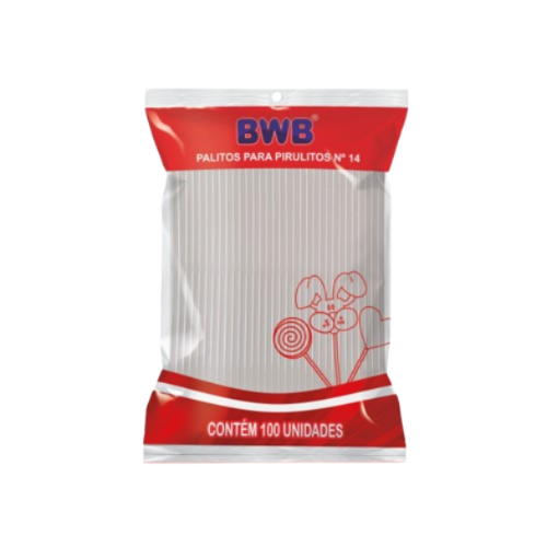 Palitos Para Pirulitos BWB Cristal N°14 - Embalagem com 100 UN