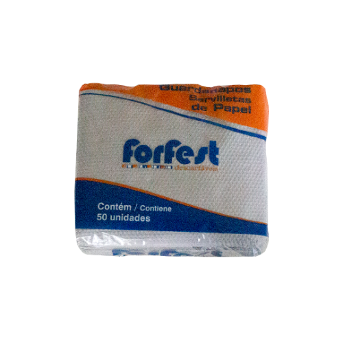 Guardanapo de Papel Forfest Prata 20X20CM - Embalagem com 50UN