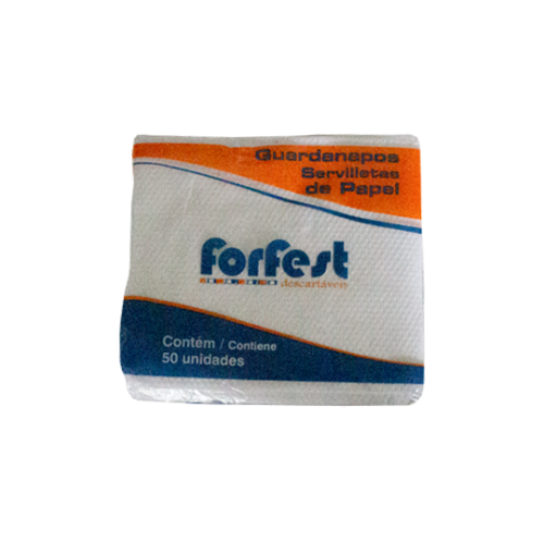 Guardanapo de Papel Forfest Branco 20X20CM - Embalagem com 50UN