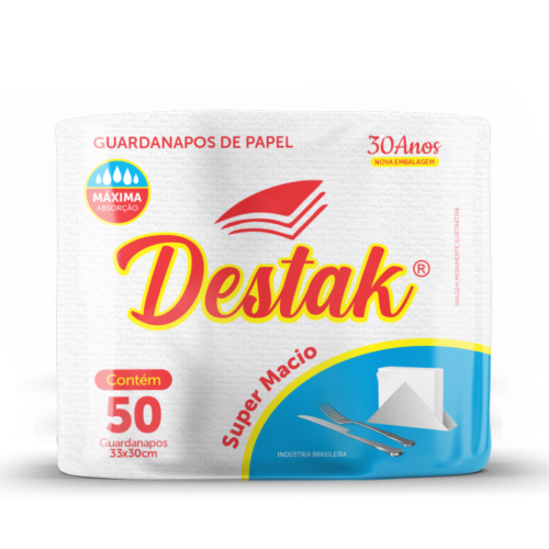 Guardanapo de Papel Destak 33X30CM - Embalagem com 50 UN