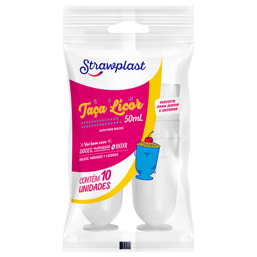Taça Licor Strawplast 50ML Branco - Embalagem com 10 UN