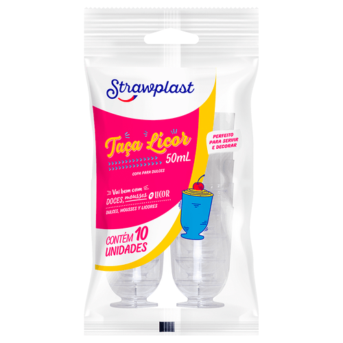 Taça Licor Strawplast 50ML Cristal - Embalagem com 10 UN