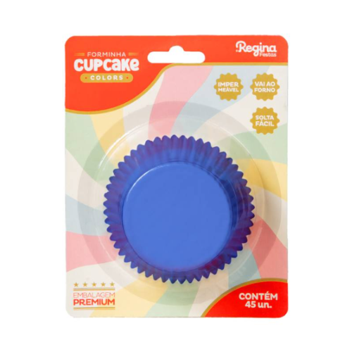 Forminha Cupcake Regina Impermeável Azul Royal - Embalagem com 45 UN