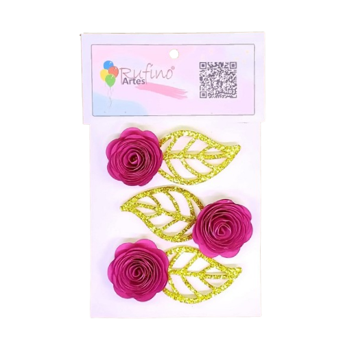 Flor de Papel Rococó Pink - Embalagem com 3UN