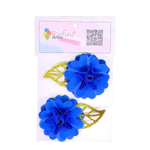 Flor de Papel Coração Azul Royal - Embalagem com 2UN