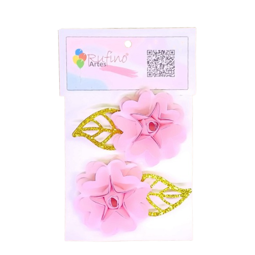 Flor de Papel Coração Rosa - Embalagem com 2UN