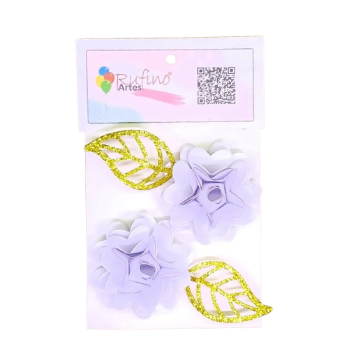 Flor de Papel Coração Branco - Embalagem com 2UN