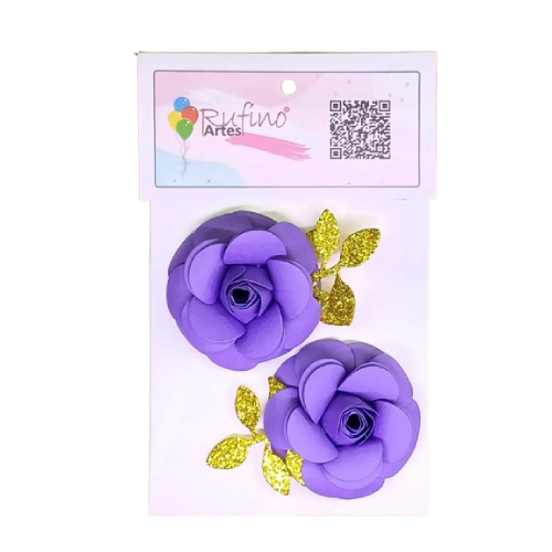 Flor de Papel Lilás - Embalagem com 2UN