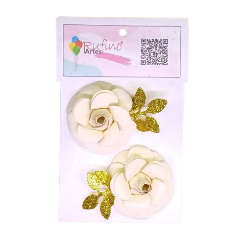 Flor de Papel Marfim - Embalagem com 2UN