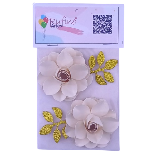 Flor de Papel Lotus Marfim - Embalagem com 2UN