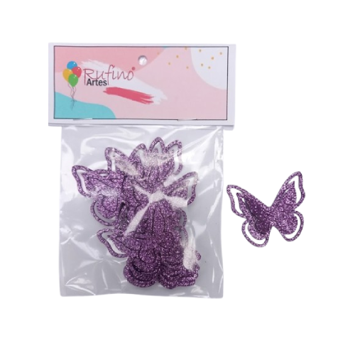 Borboleta 3D EVA Rose - Embalagem com 10UN