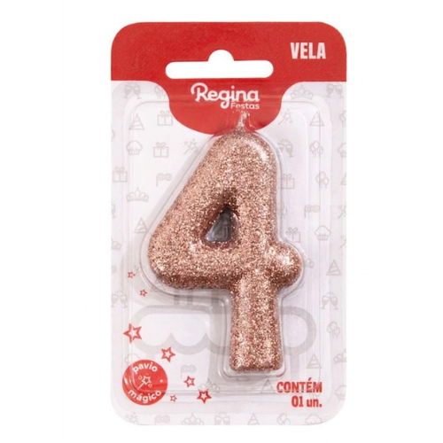 Vela Cintilante Regina Ouro Rosé N°4 - Embalagem com 1 UN