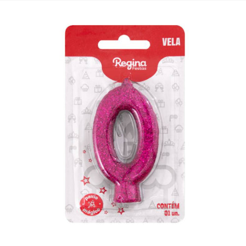 Vela Cintilante Regina Pink N°0 - Embalagem com 1 UN