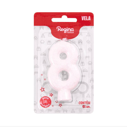 Vela Cintilante Regina Branca N°8 - Embalagem com 1 UN