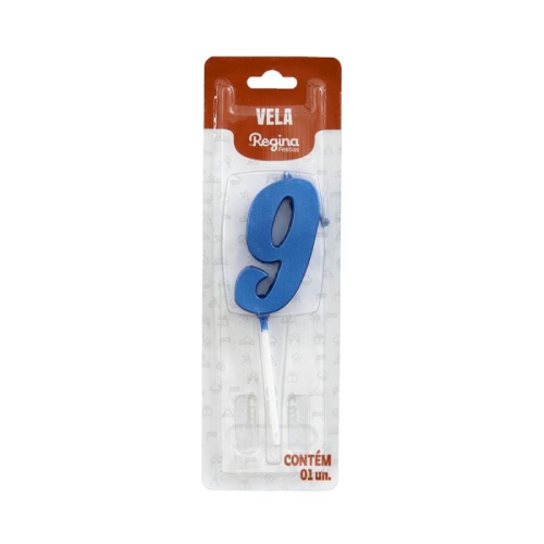 Vela Regina Pick Nº 9 Cor Azul Metalizado - Embalagem com 1 UN
