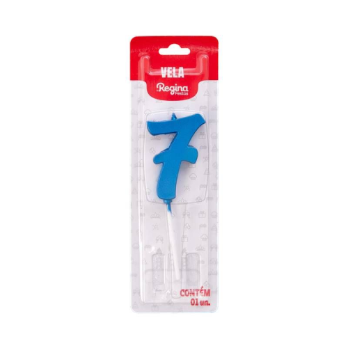 Vela Regina Pick Nº 7 Cor Azul Metalizado - Embalagem com 1 UN