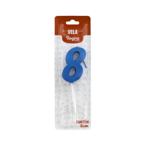 Vela Regina Pick Nº 8 Cor Azul Metalizado - Embalagem com 1 UN