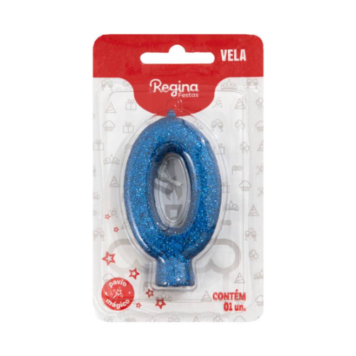 Vela Cintilante Regina Azul N°0 - Embalagem com 1 UN