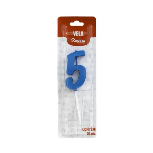 Vela Regina Pick Nº 5 Cor Azul Metalizado - Embalagem com 1 UN