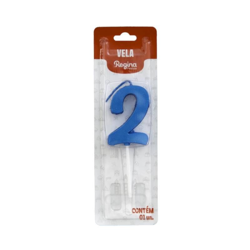 Vela Regina Pick Nº 2 Cor Azul Metalizado - Embalagem com 1 UN