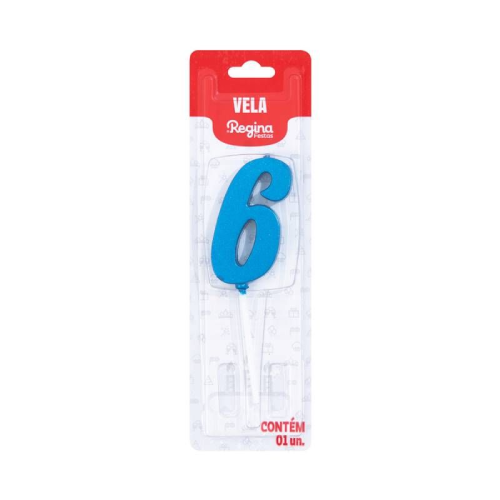 Vela Regina Pick Nº 6 Cor Azul Metalizado - Embalagem com 1 UN